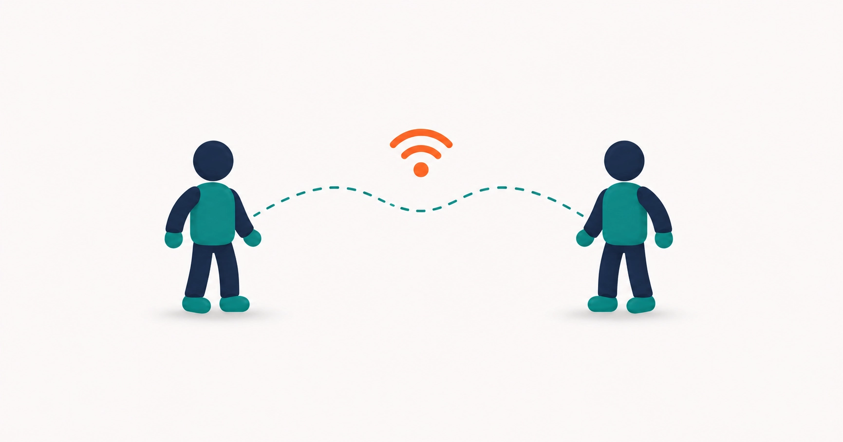 Illustration of two connected characters representing online multiplayer